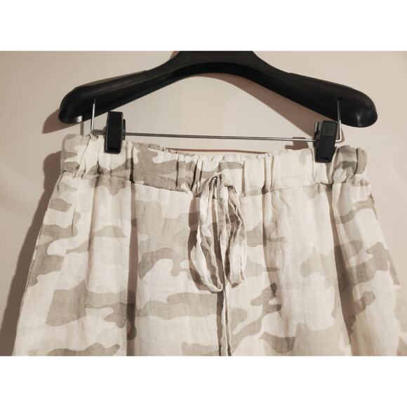 GiGi Moda Womens Camo Linen Wide Leg Crop Pull On Palazzo Pant Size 28 Italy - Picture 3 of 10